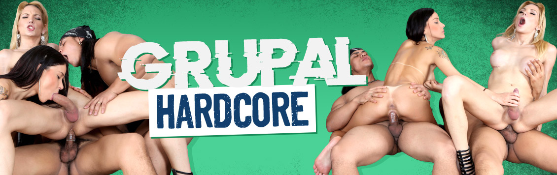 Orgia grupal Hardcore com a travesti gostosa